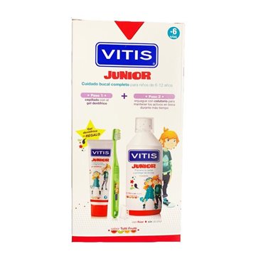 Vitis Junior Pack Colutorio 500Ml + Gel Dentifrico 75Ml + Cepillo