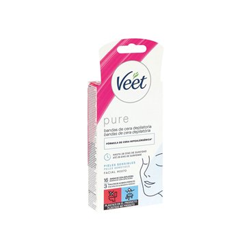 Veet Pure Facial 16 Bandas + 3 Toallitas